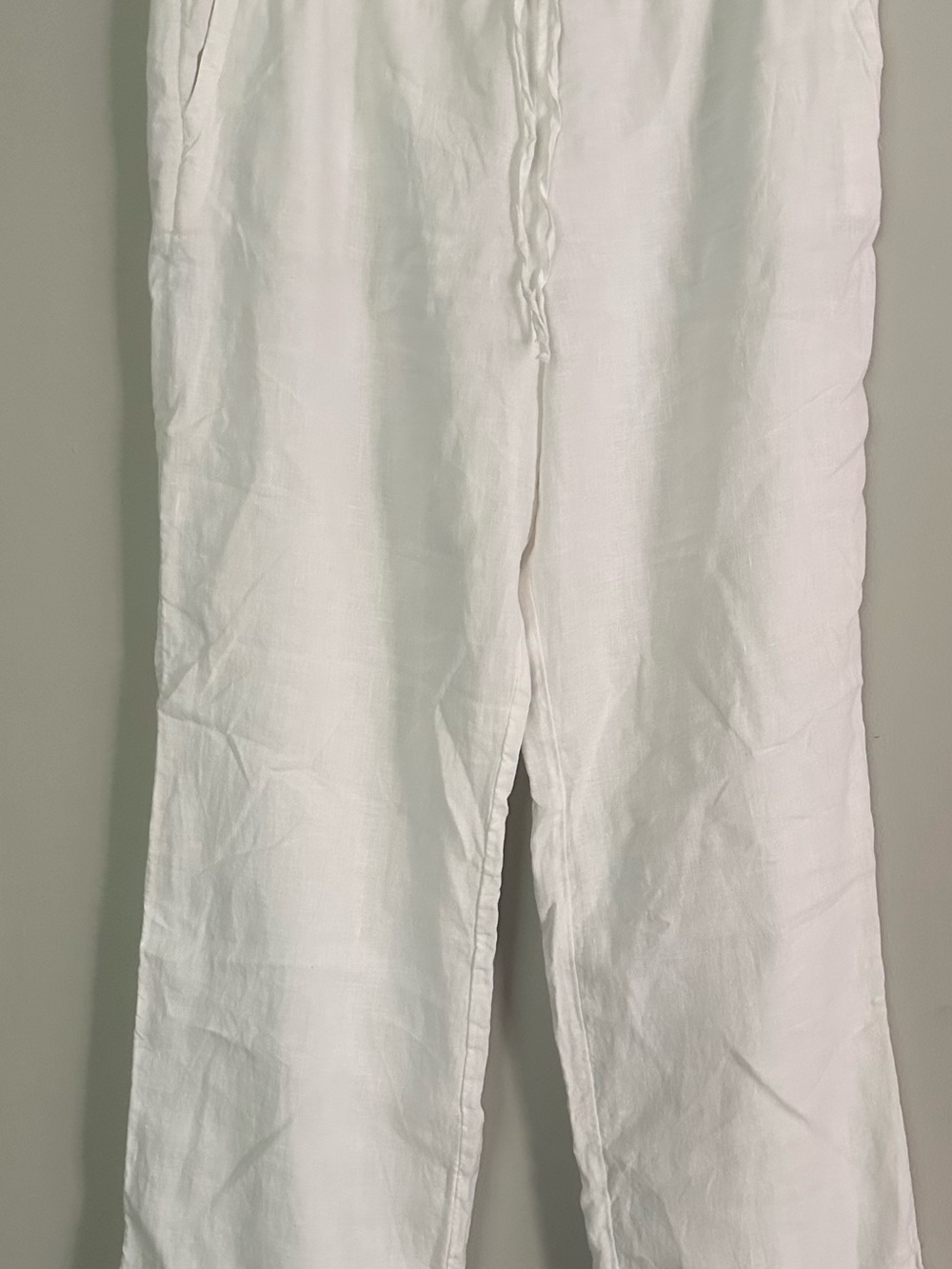 Charter Club White Linen Drawstring Pull-On Pants